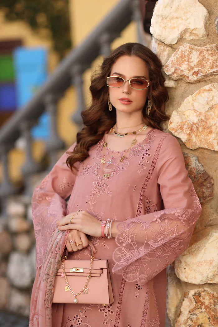 Noor By Saadia Asad Luxe Chikenkari Unstitched Collection 2026 | D8-B Petal Pink - Mirha Fashion