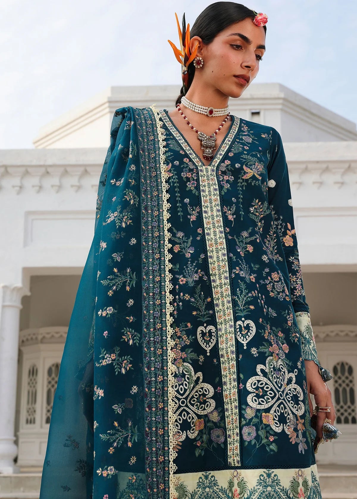 Hussain Rehar Kalabagh Luxury Lawn Unstitched Collection 2026 | D#94 AZRAQ - Mirha Fashion