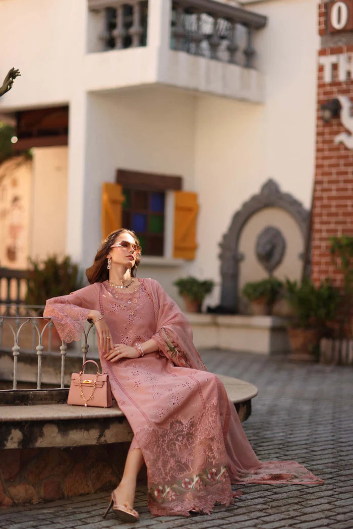 Noor By Saadia Asad Luxe Chikenkari Unstitched Collection 2026 | D8-B Petal Pink - Mirha Fashion