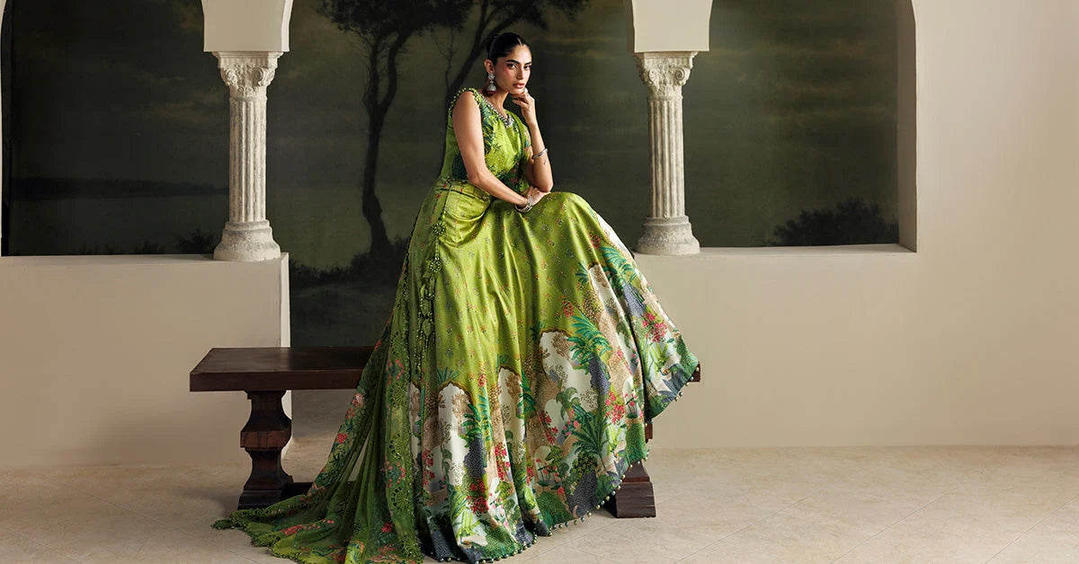 Maria B Soiree Unstitched Collection 2026 | SR-01-06-Peridot Green