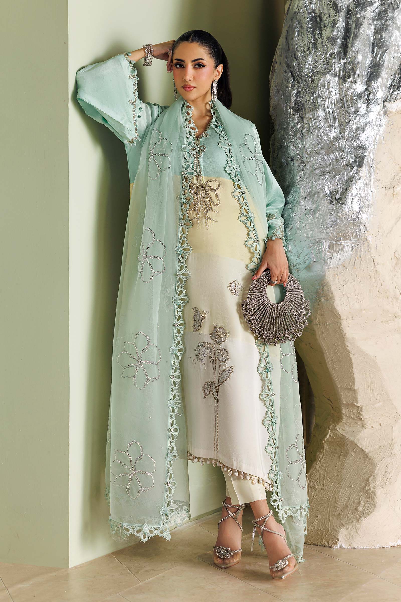 Maria B Soiree Unstitched Collection 2026 | SR-01-07-Crystal Mint