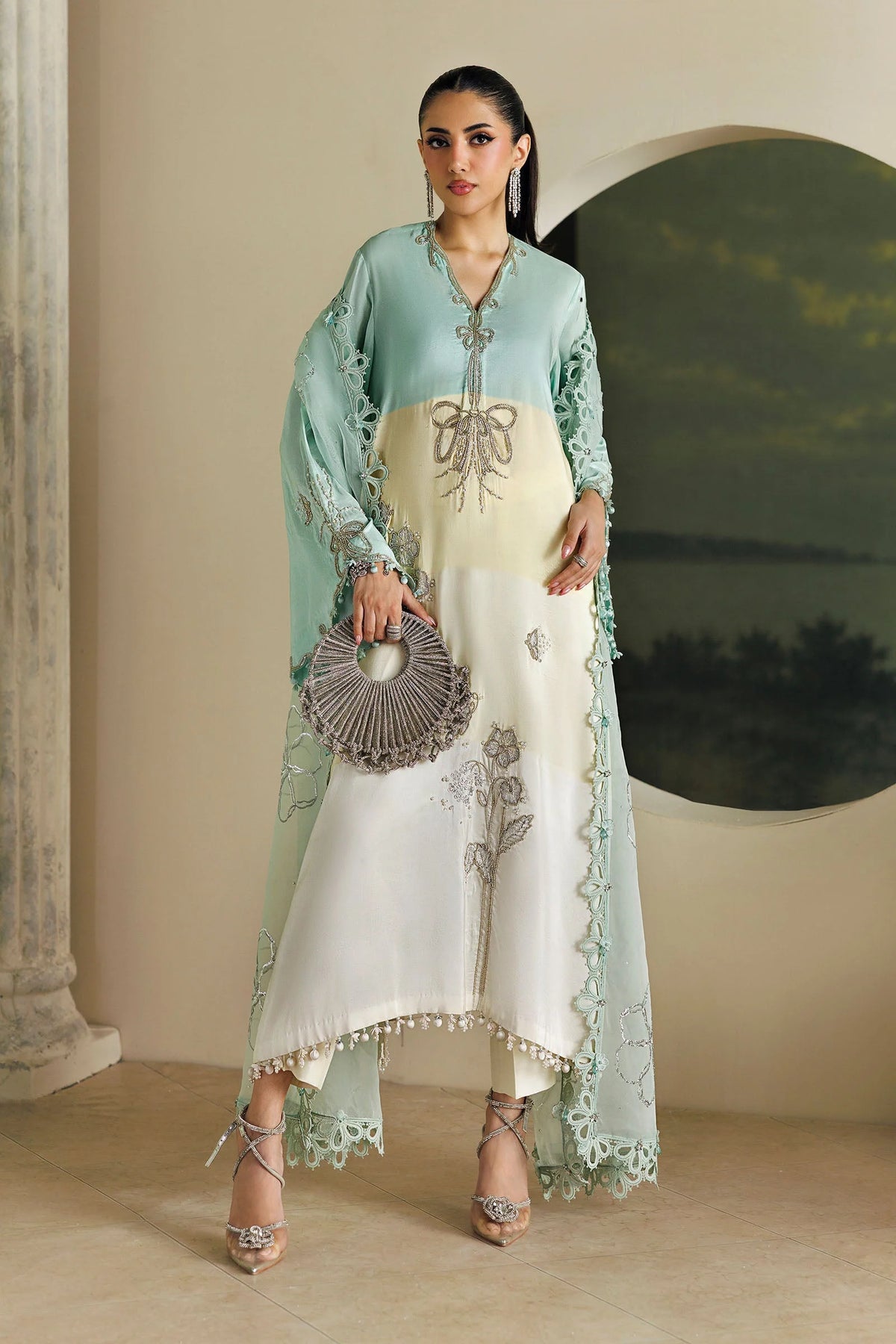 Maria B Soiree Unstitched Collection 2026 | SR-01-07-Crystal Mint