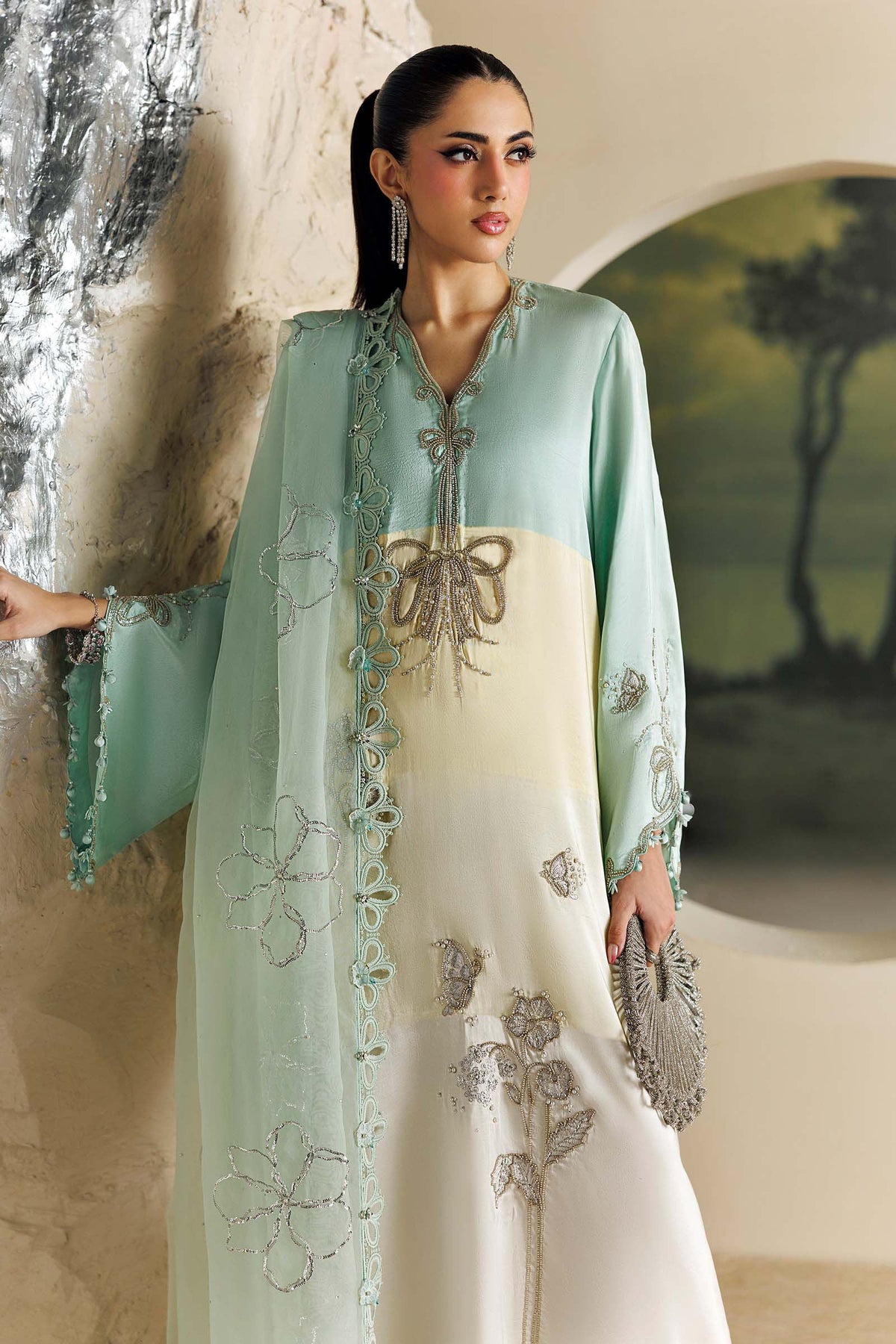 Maria B Soiree Unstitched Collection 2026 | SR-01-07-Crystal Mint