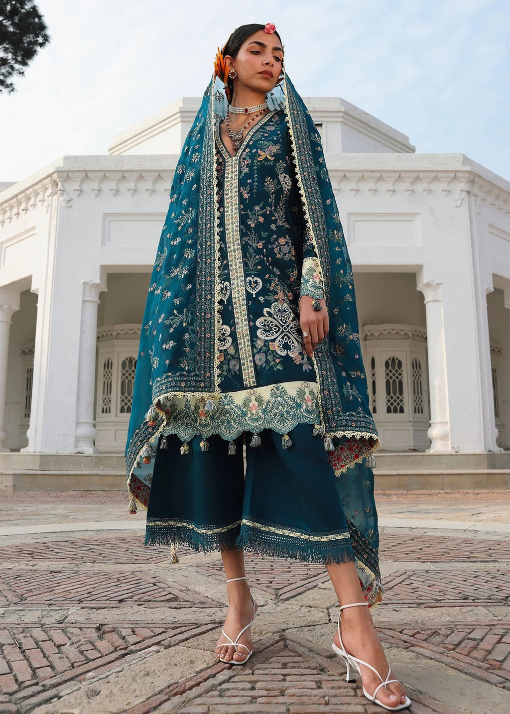 Hussain Rehar Kalabagh Luxury Lawn Unstitched Collection 2026 | D#94 AZRAQ - Mirha Fashion