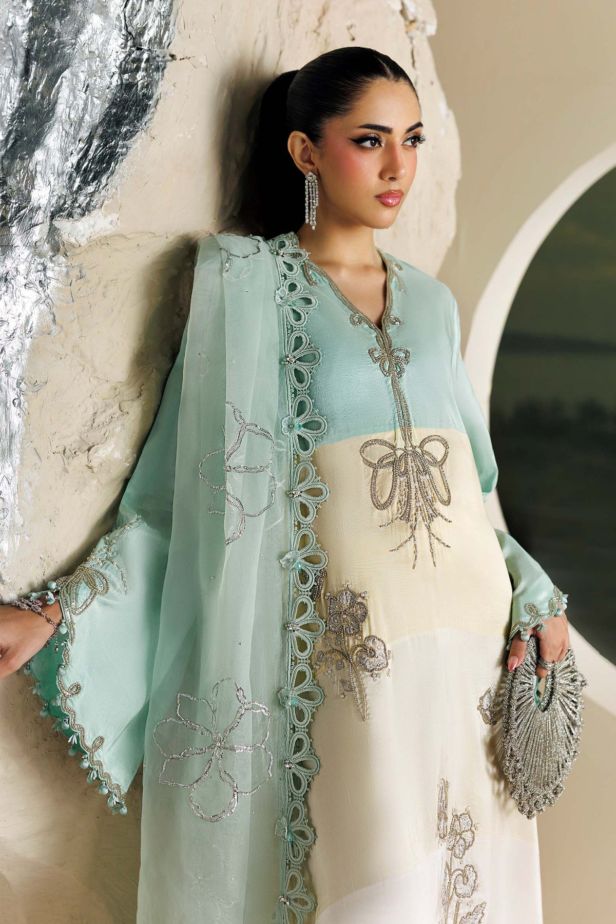 Maria B Soiree Unstitched Collection 2026 | SR-01-07-Crystal Mint