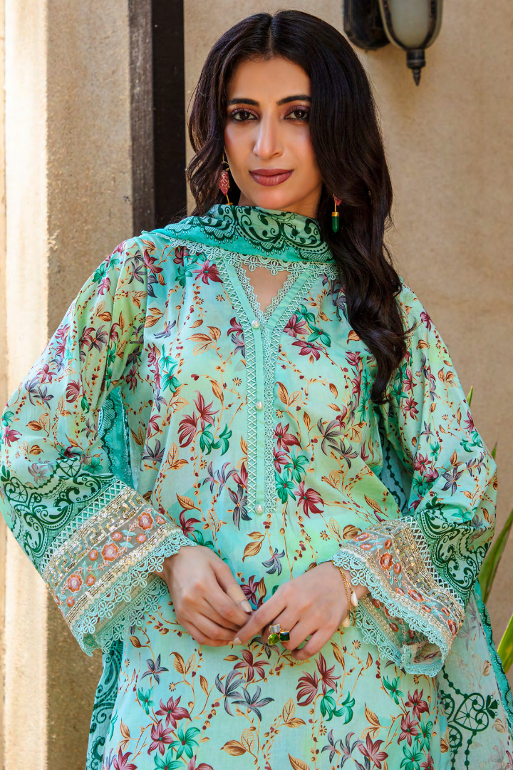 Shaanse Cotton Guldan Drop-1 Ready to Wear Collection 2026 | Light Green - Mirha Fashion