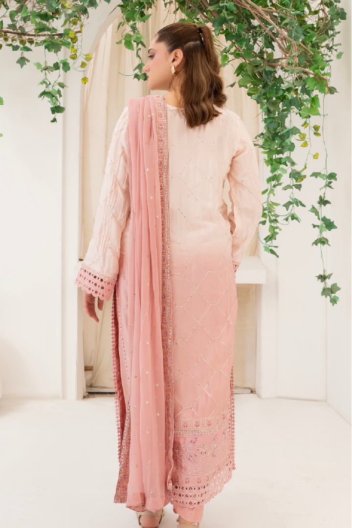 Shaanse Luxury Ombre Silk Ready to Wear Collection 2026 | Peach