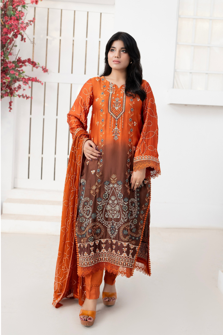 Shaanse Luxury Ombre Silk Vol-6 Ready to Wear Collection 2026 | Rust