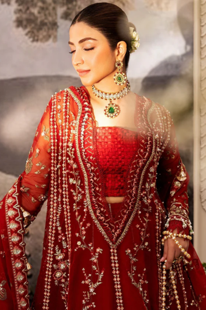 Sadaf Fawad Khan Siraa Festive 3 PCS Unstitched | SCARLET