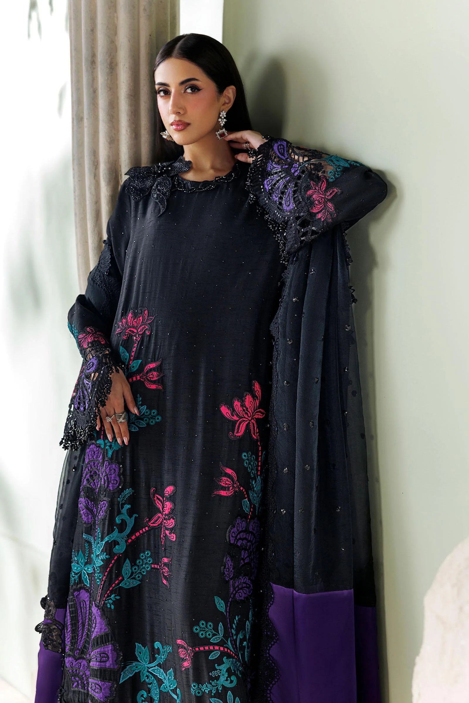Maria B Soiree Unstitched Collection 2026 | SR-01-08-Mid Night Noir
