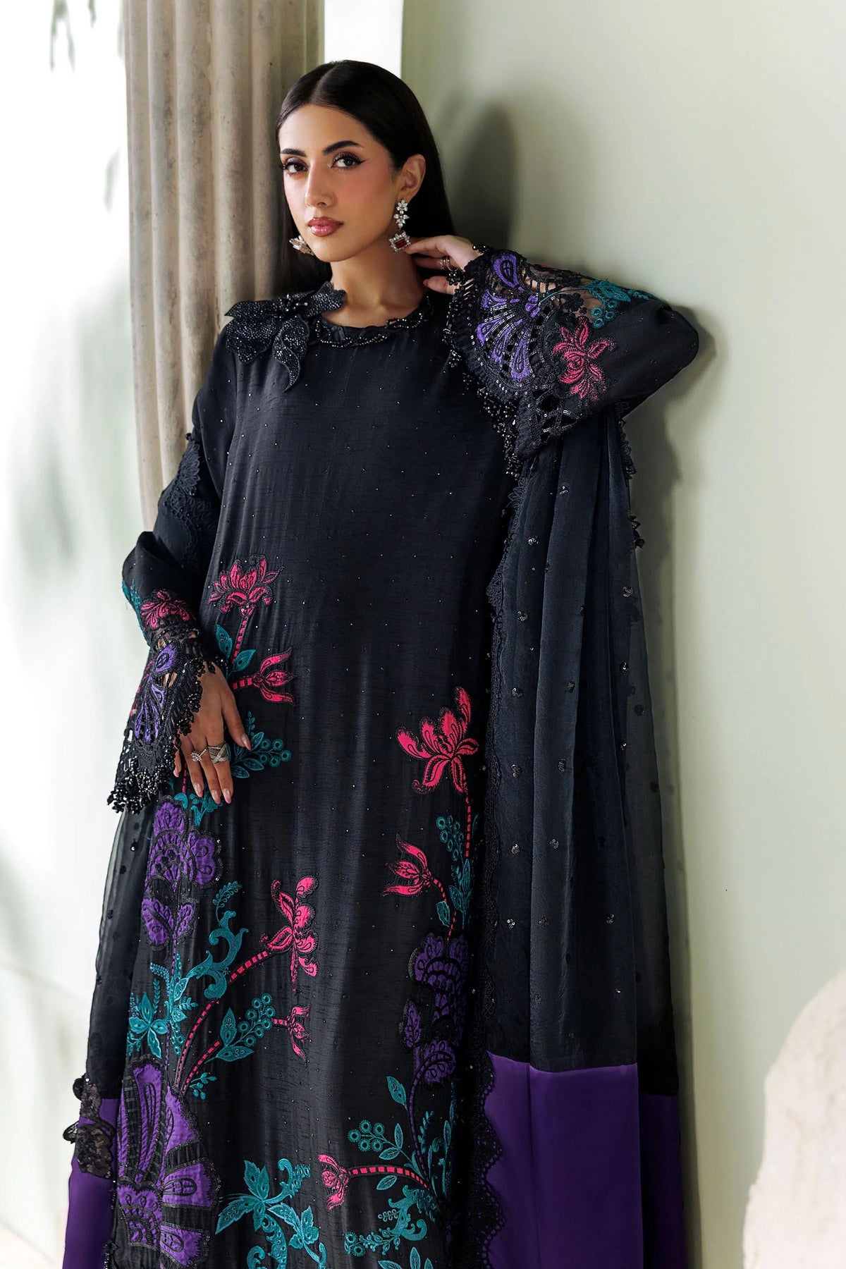 Maria B Soiree Unstitched Collection 2026 | SR-01-08-Mid Night Noir