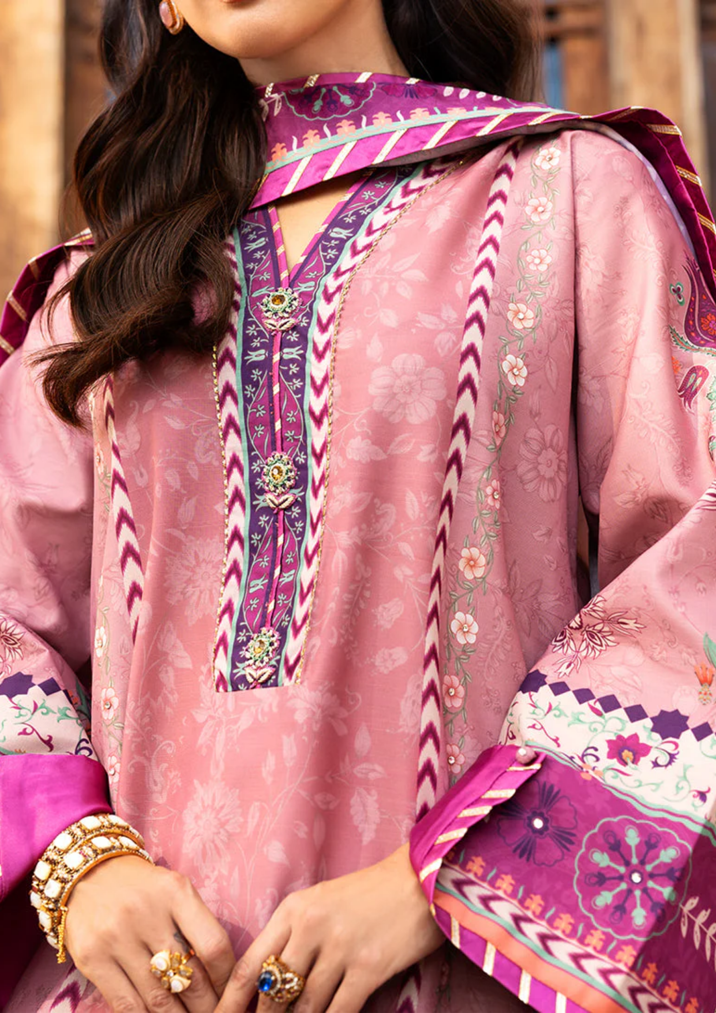 Mushq Hemline Nirvana Printed Silk Unstitched Collection | Stella Song