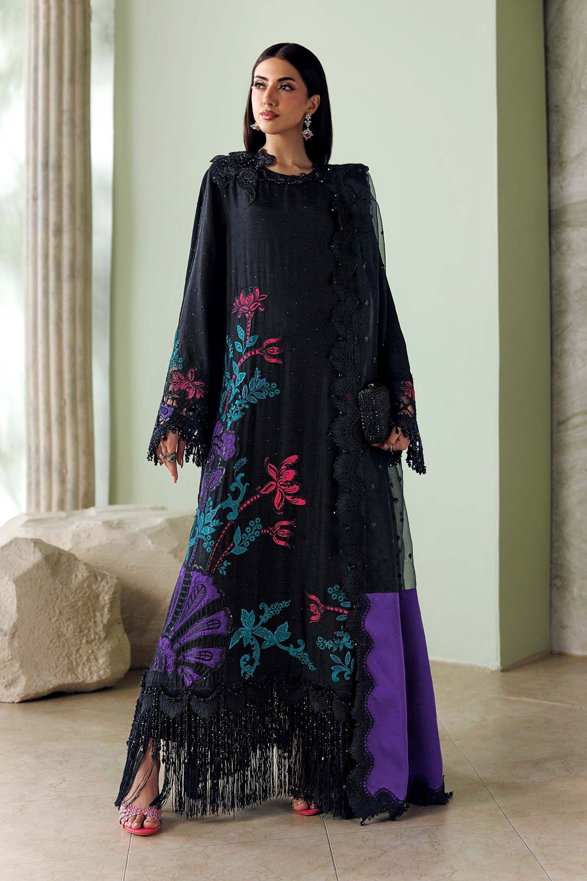 Maria B Soiree Unstitched Collection 2026 | SR-01-08-Mid Night Noir