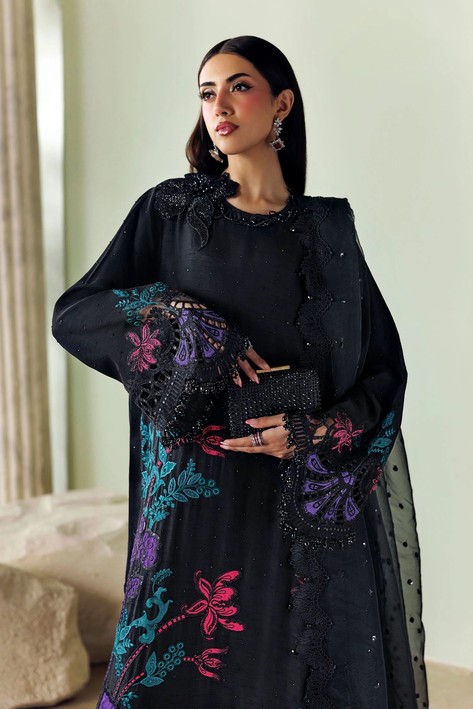 Maria B Soiree Unstitched Collection 2026 | SR-01-08-Mid Night Noir