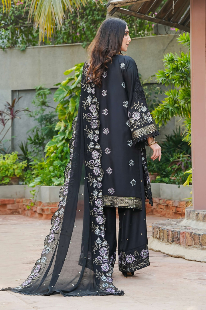 Shaanse Cyra Cotton Silk 3PCS Ready to Wear Collection Dec-2025 | Black