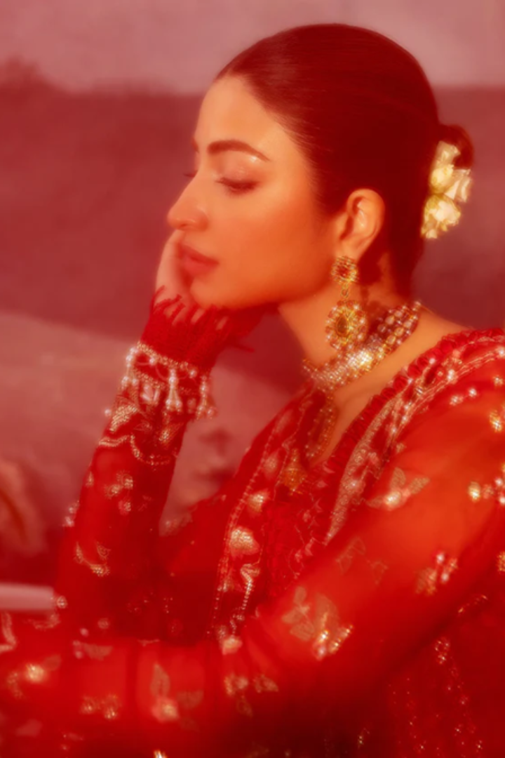 Sadaf Fawad Khan Siraa Festive 3 PCS Unstitched | SCARLET