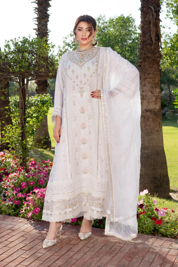 Agha Noor Luxury Gowns Rimjhim Vol-05 Ready to Wear Collection | White - Mirha Fashion