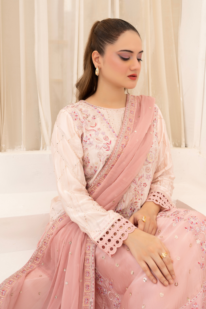 Shaanse Luxury Ombre Silk Ready to Wear Collection 2026 | Peach