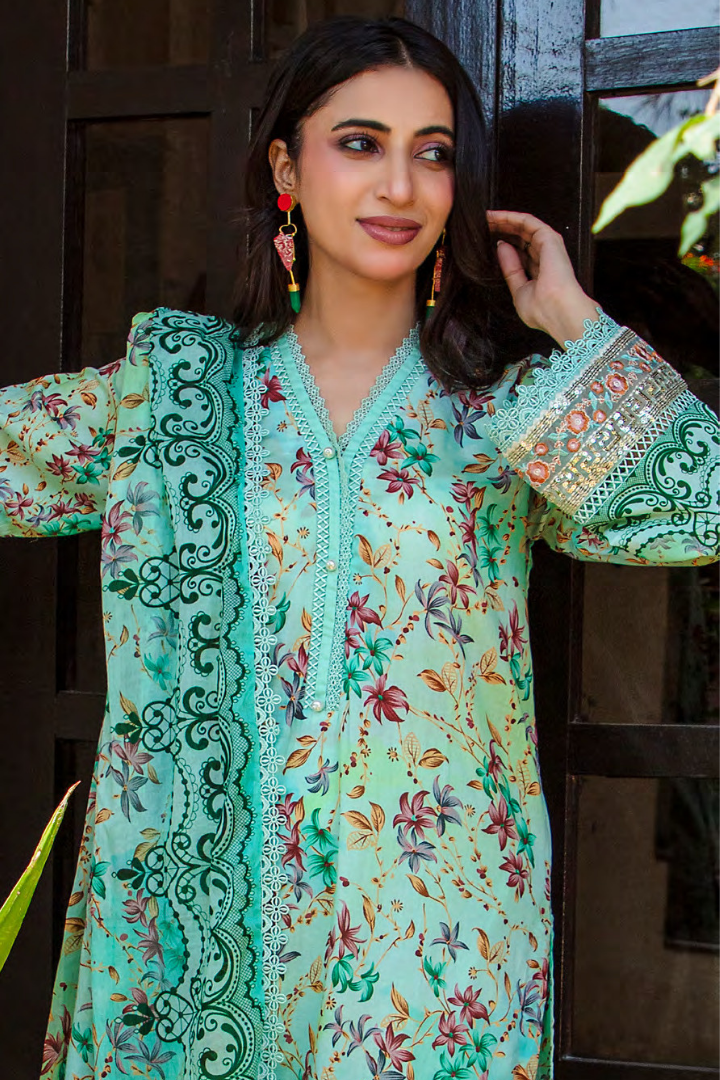 Shaanse Cotton Guldan Drop-1 Ready to Wear Collection 2026 | Light Green - Mirha Fashion
