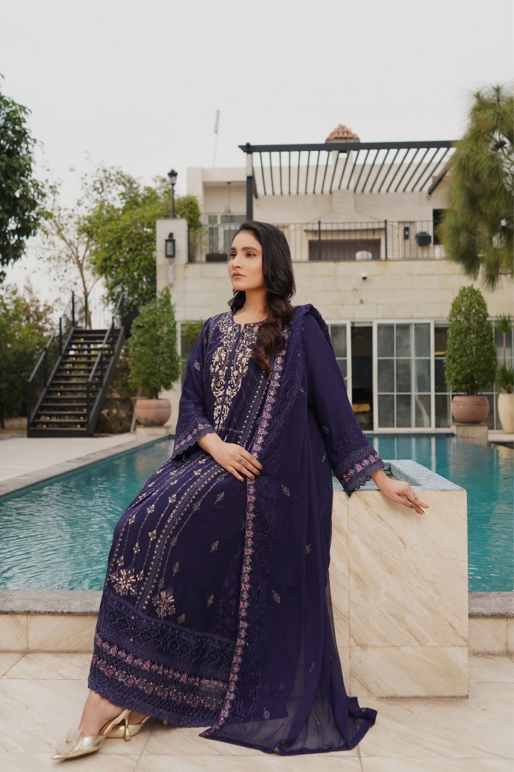 Agha Noor Zebtan Chiffon Gown Ready To Wear Collection 2026 | Blue