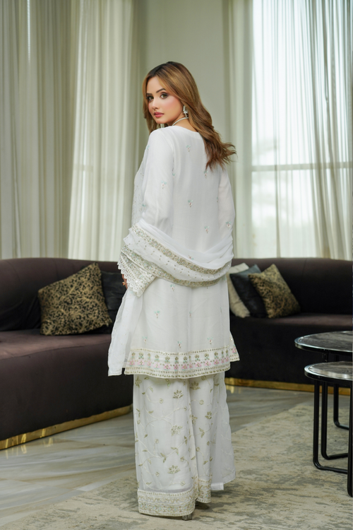 Agha Noor Shein Chiffon Ready to Wear Collection 2026 | White