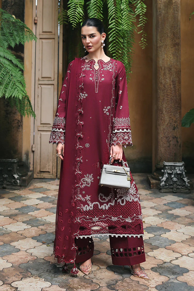 Qalamakar Qline Lawn Drop 1 Unstitched Collection 2026 | GARNET - Mirha Fashion