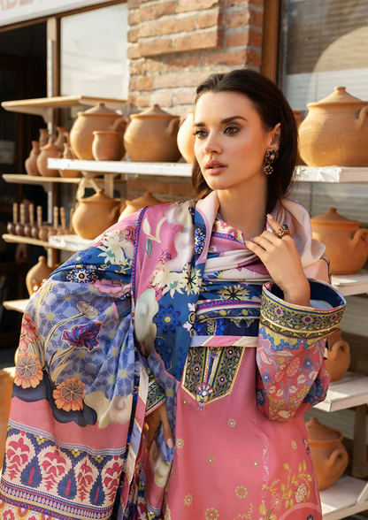 Mushq Hemline Nirvana Printed Silk Unstitched Collection | Maridian Bloom
