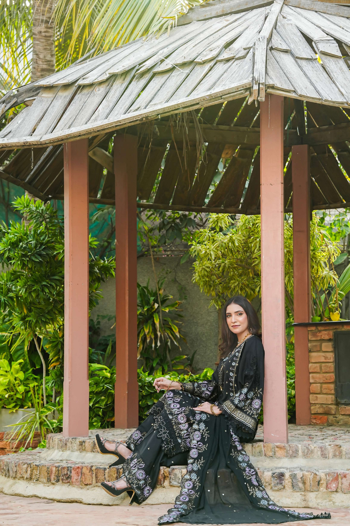 Shaanse Cyra Cotton Silk 3PCS Ready to Wear Collection Dec-2025 | Black