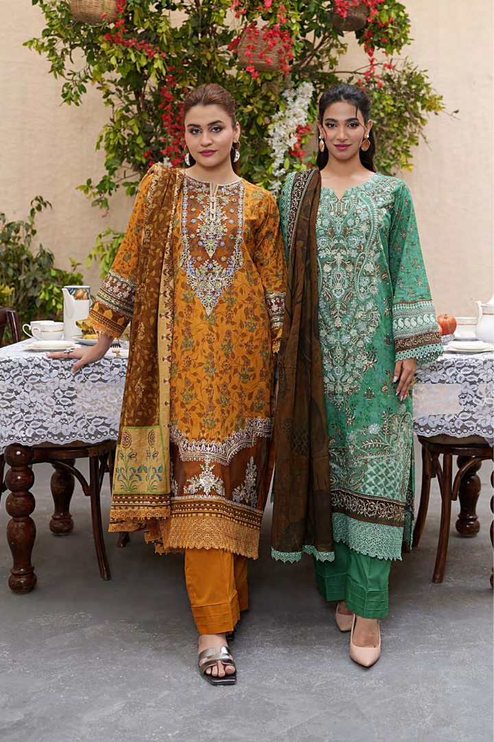 Shaanse Khuwab Vol-2 Ready To Wear Emb Cotton Collection 2026 | Mustard - Mirha Fashion