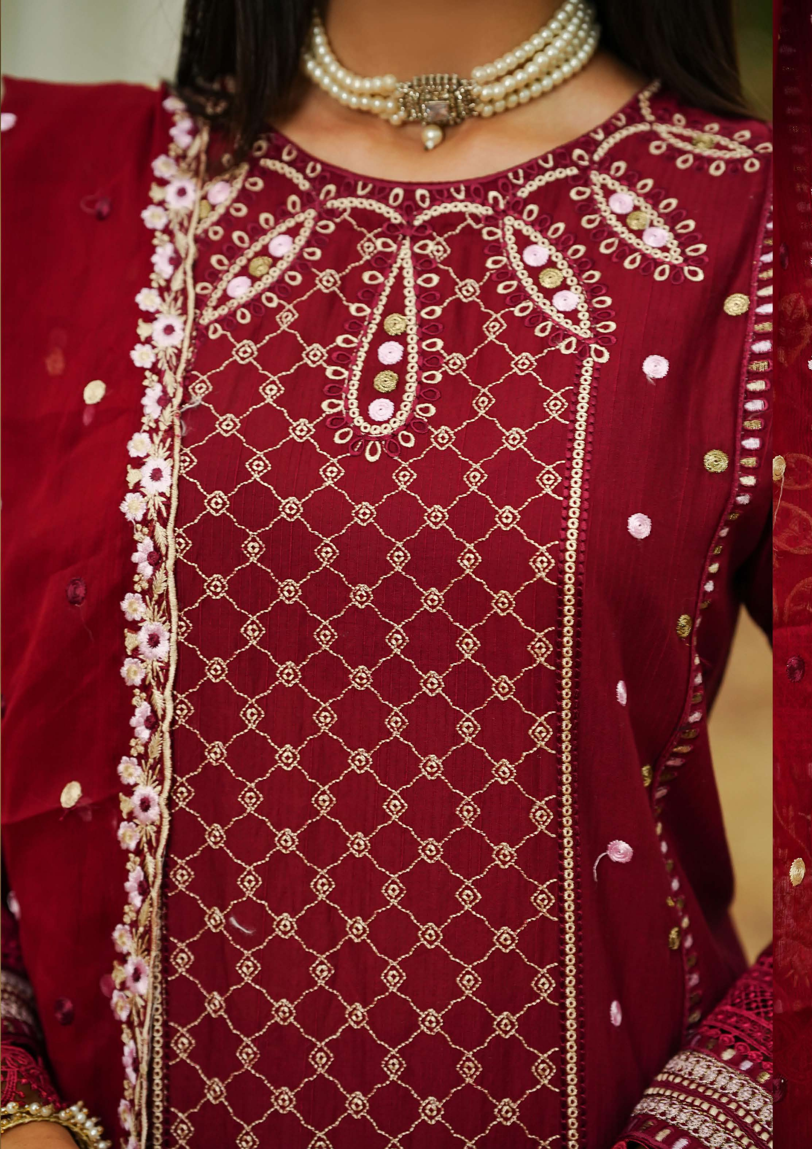 Agha Noor Cotton Ready To Wear Collection Ronak 2025 | Maroon