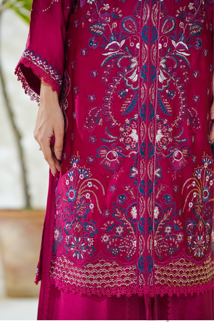 Shaanse Mehroo Cotton Silk 3PCS Ready to Wear Collection Jan-26 | Shocking Pink - Mirha Fashion