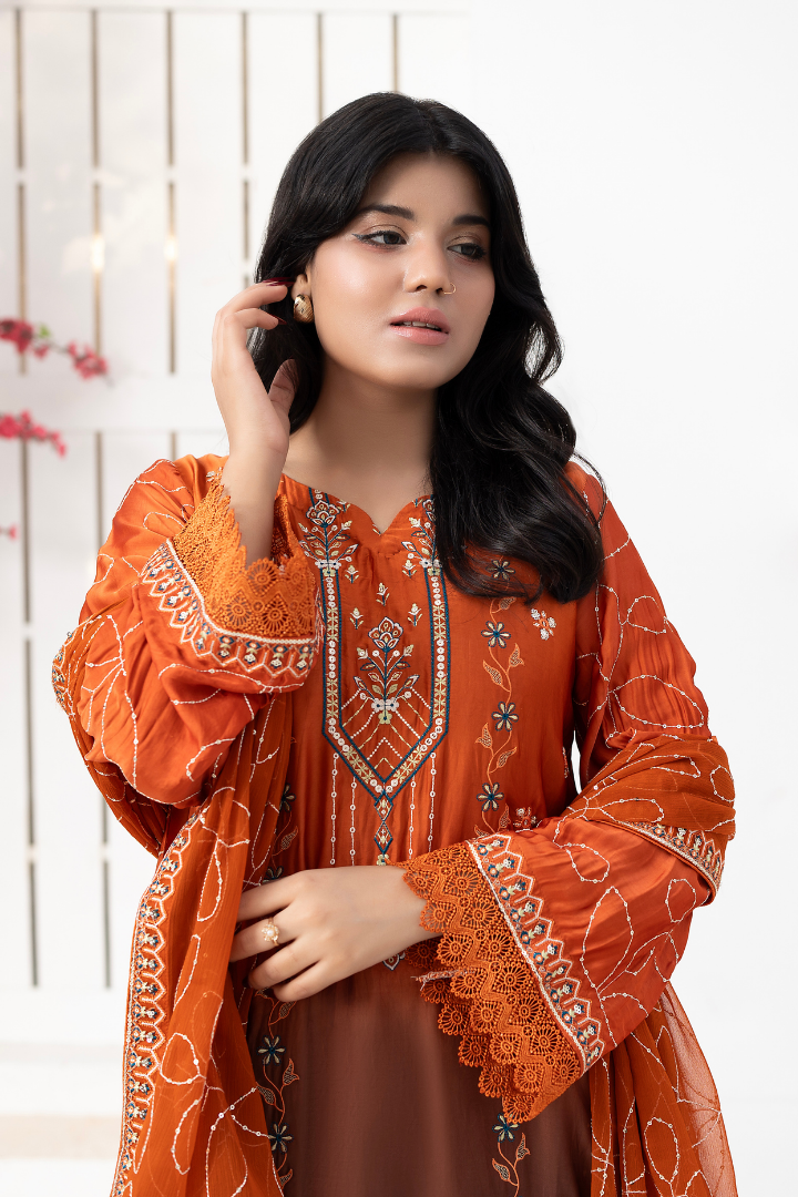 Shaanse Luxury Ombre Silk Vol-6 Ready to Wear Collection 2026 | Rust