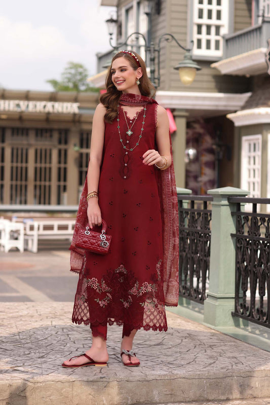 Noor by Sadia Chickenkari Eid Edit 2025 | D1- Mulberry Red