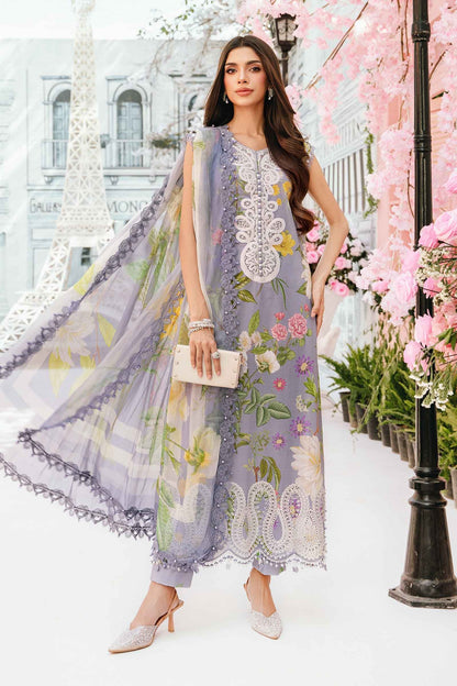 Maria B MPrints- 3 Piece Unstitched Embroidered Lawn Suit | MPT-4-A