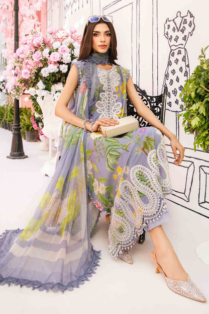 Maria B MPrints- 3 Piece Unstitched Embroidered Lawn Suit | MPT-4-A