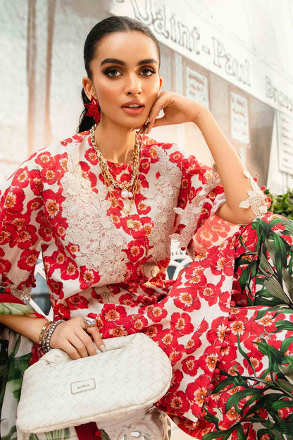 Maria B MPrints- 3 Piece Unstitched Embroidered Lawn Suit | MPT-6-B
