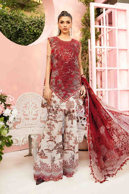 Maria B MPrints- 3 Piece Unstitched Embroidered Lawn Suit | MPT-8-A