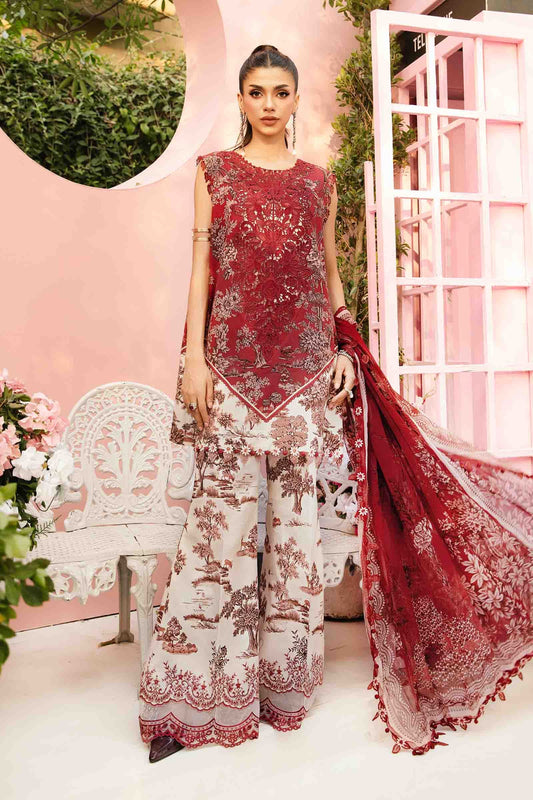 Maria B MPrints- 3 Piece Unstitched Embroidered Lawn Suit | MPT-8-A