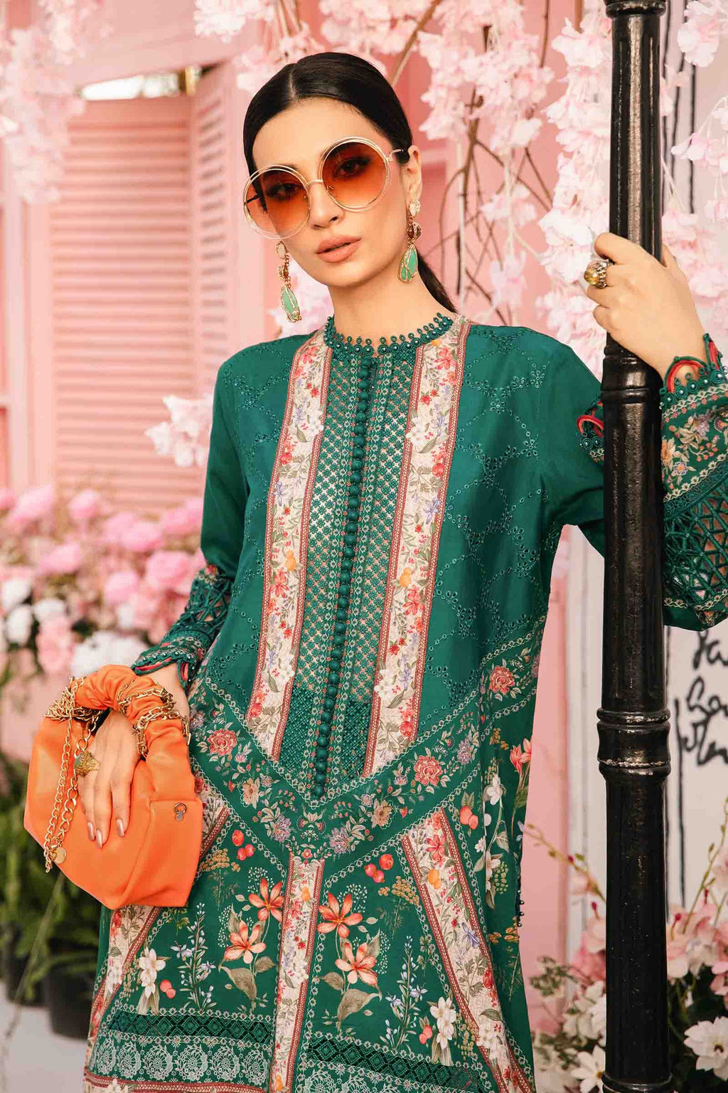 Maria B MPrints- 3 Piece Unstitched Embroidered Lawn Suit | MPT-2610-A - Mirha Fashion