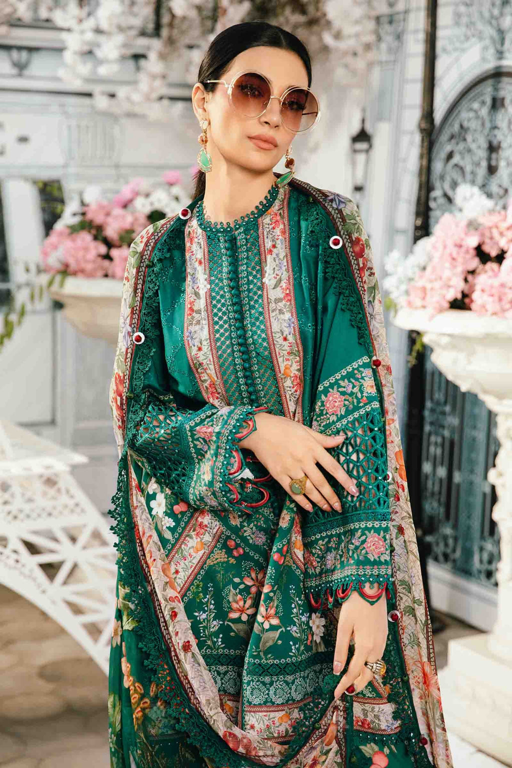 Maria B MPrints- 3 Piece Unstitched Embroidered Lawn Suit | MPT-2610-A - Mirha Fashion