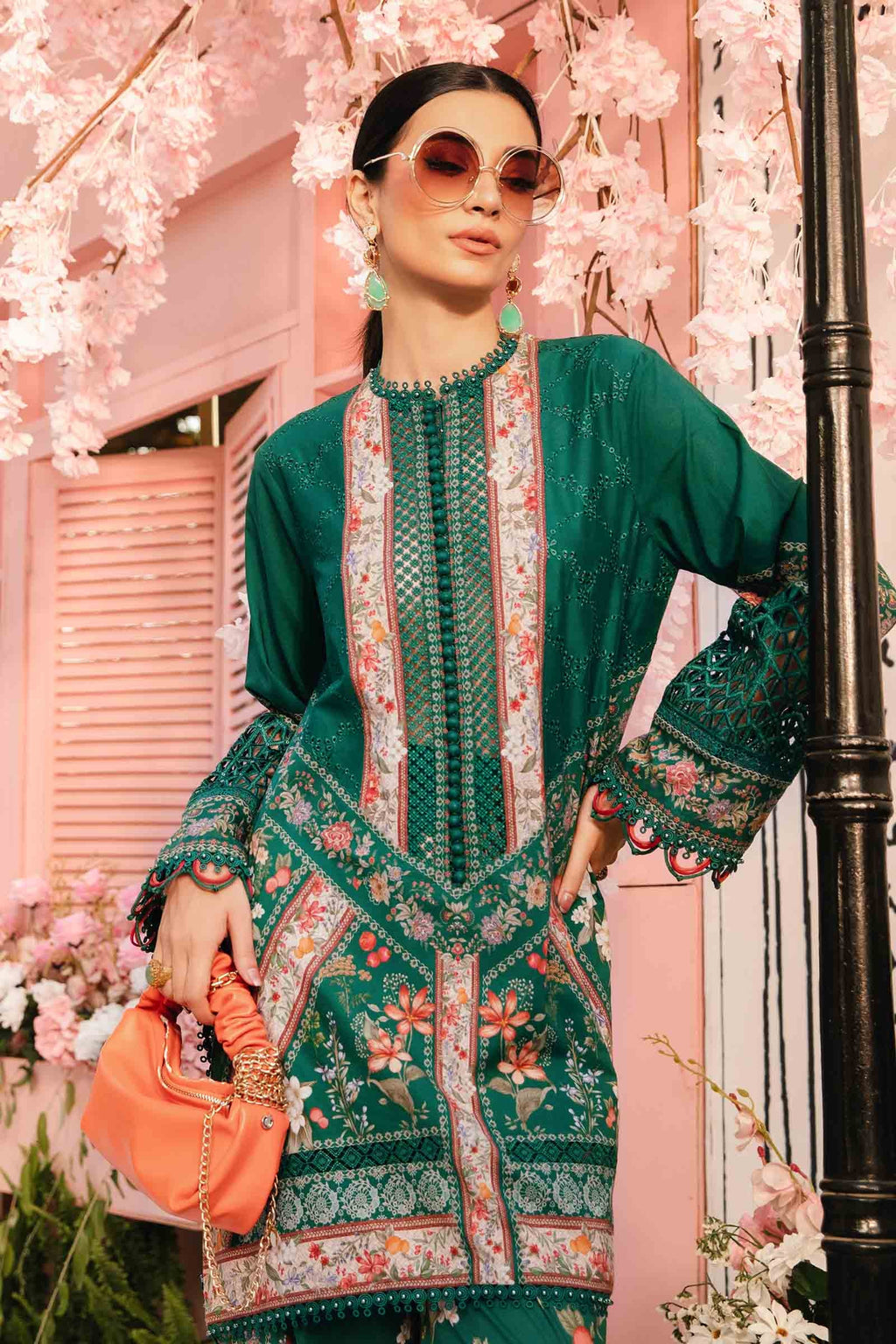 Maria B MPrints- 3 Piece Unstitched Embroidered Lawn Suit | MPT-2610-A - Mirha Fashion