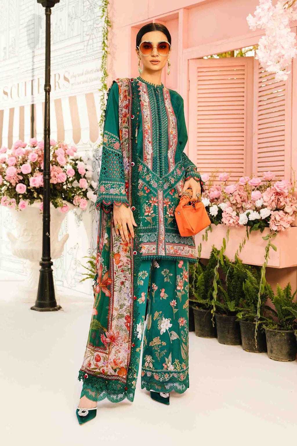 Maria B MPrints- 3 Piece Unstitched Embroidered Lawn Suit | MPT-2610-A - Mirha Fashion