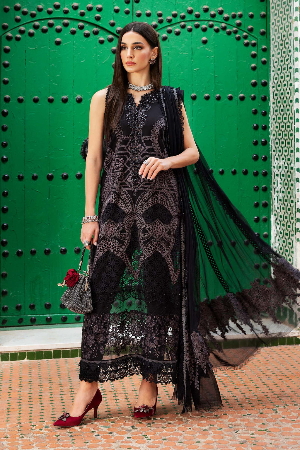 Maria B 3pc Unstitched Luxury Lawn 2025 | D-2512-B