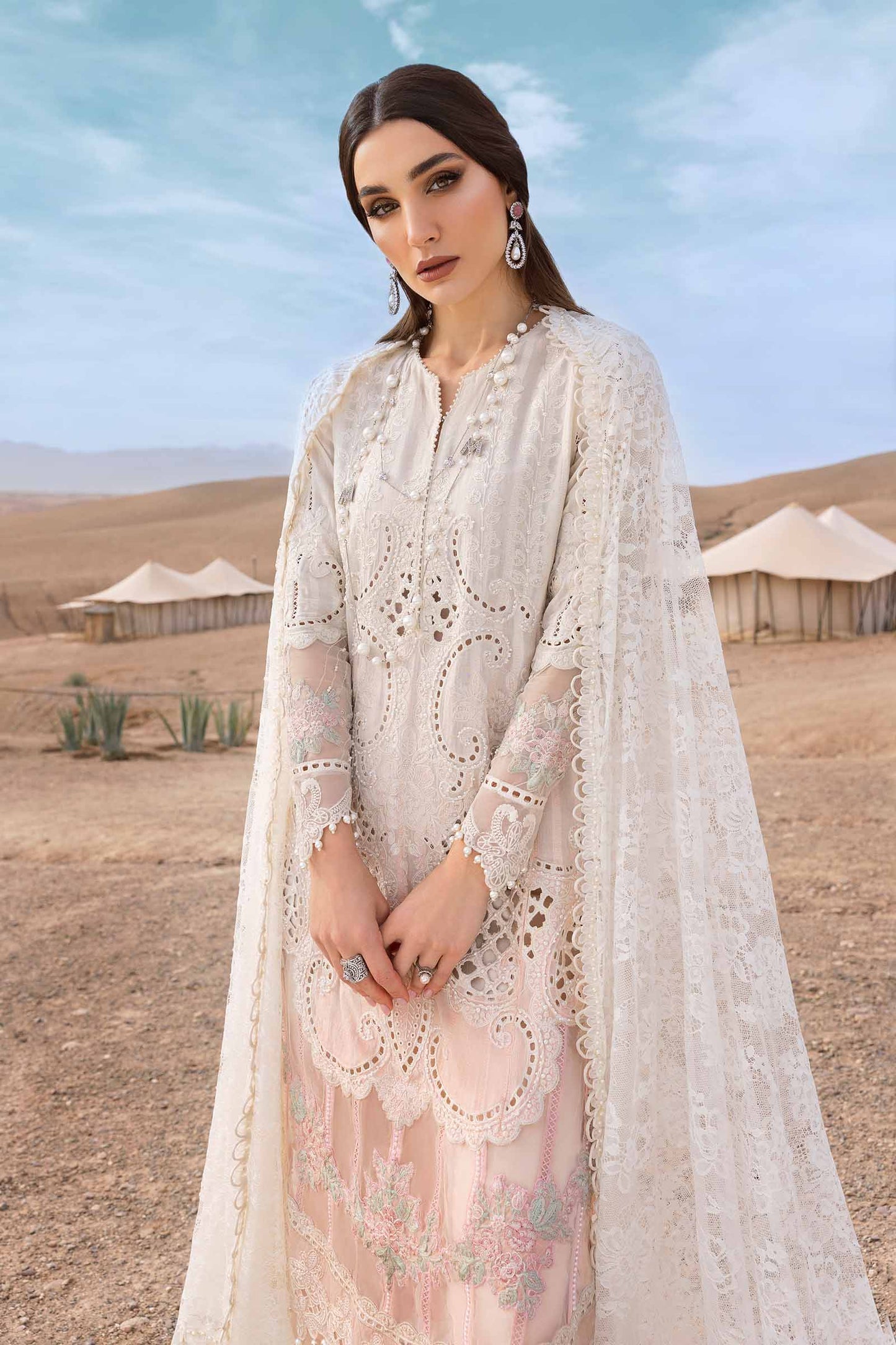 Maria B 3pc Unstitched Luxury Dobby Lawn 2025 | D-2515-A