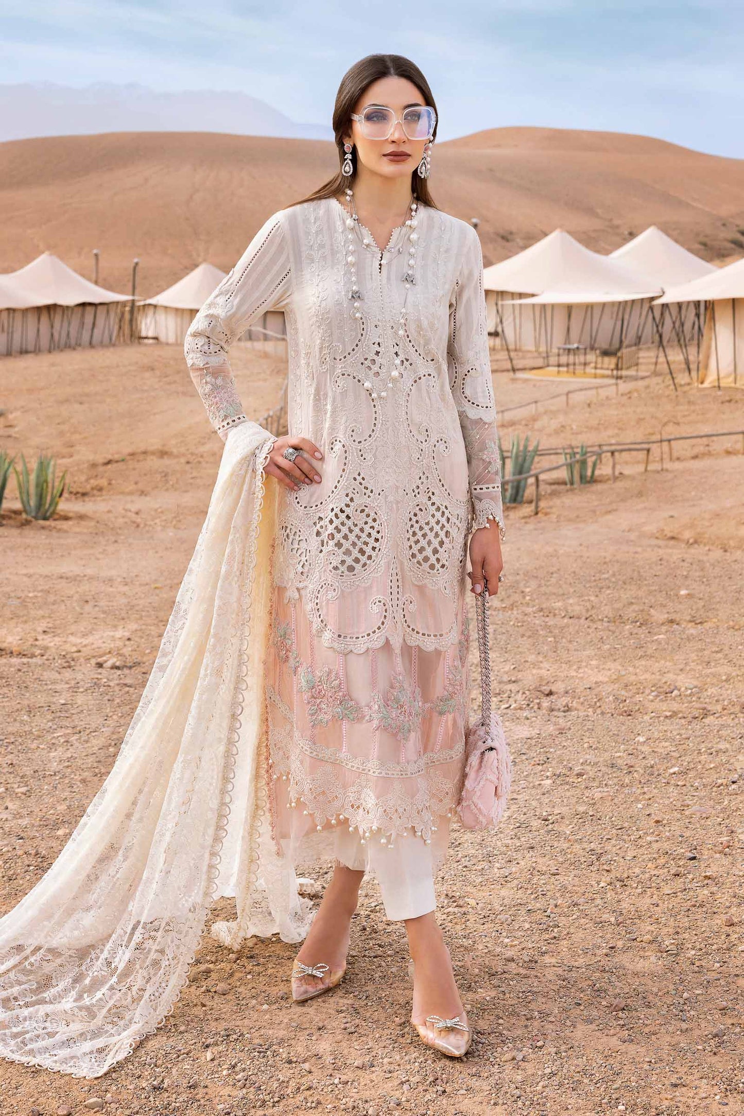 Maria B 3pc Unstitched Luxury Dobby Lawn 2025 | D-2515-A