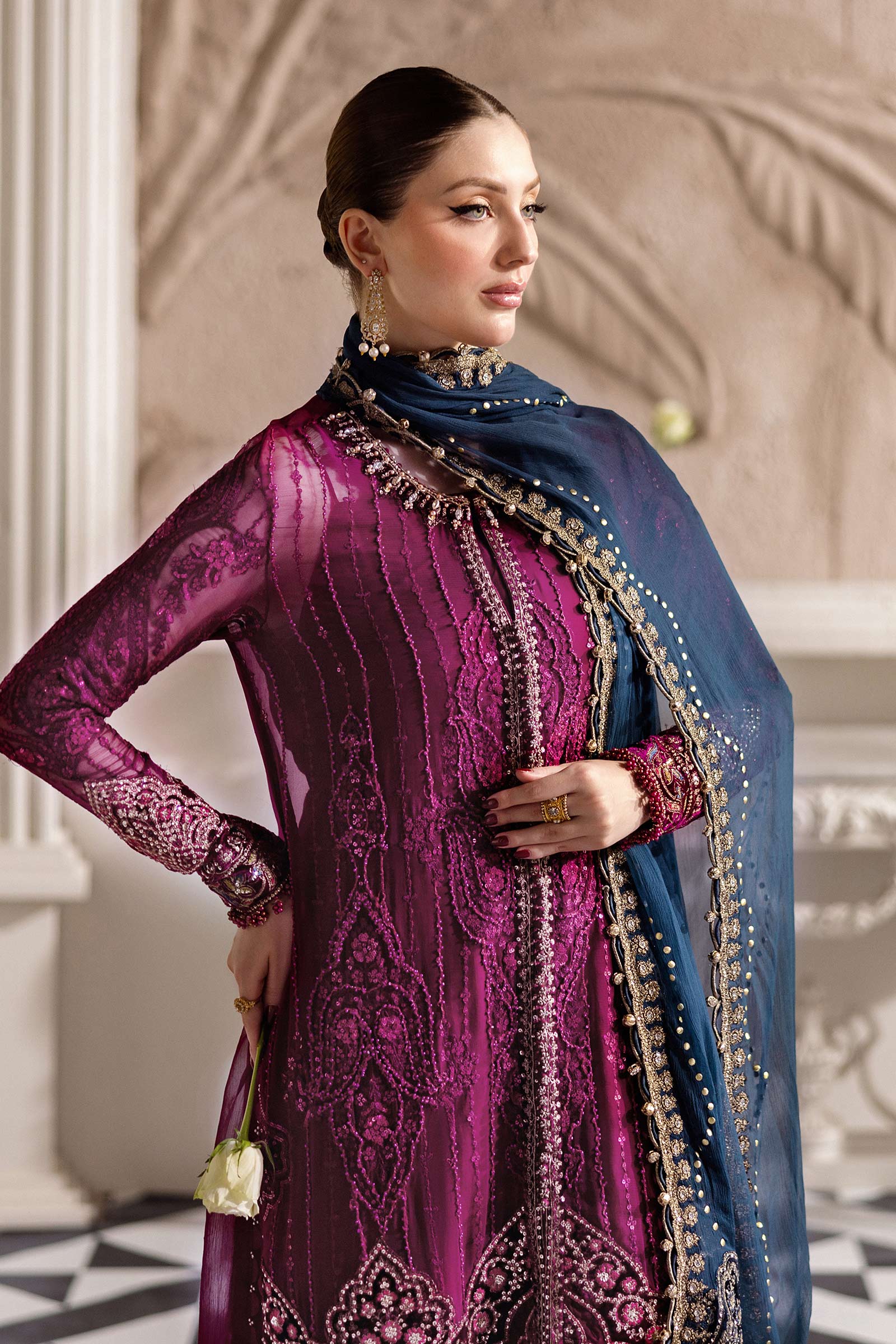 Maria.B. Unstitched Chiffon Embroidered Suit - 102 - Mirha Fashion