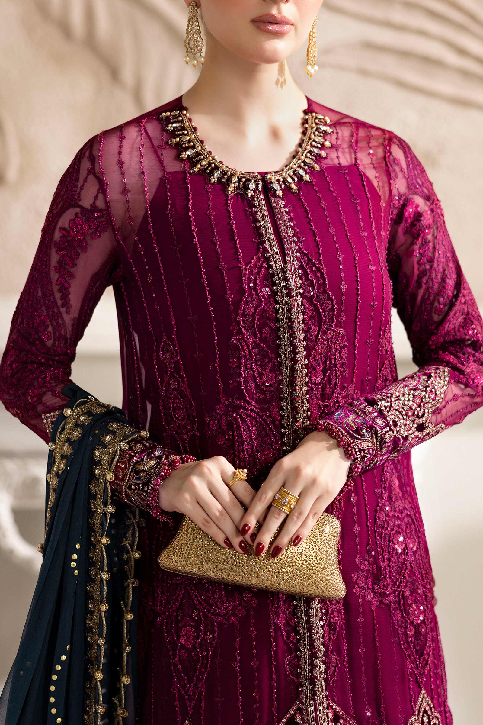 Maria.B. Unstitched Chiffon Embroidered Suit - 102 - Mirha Fashion