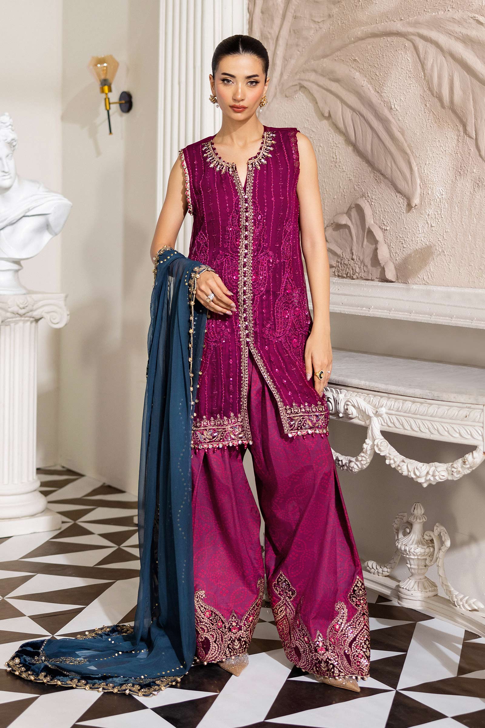 Maria.B. Unstitched Chiffon Embroidered Suit - 102 - Mirha Fashion