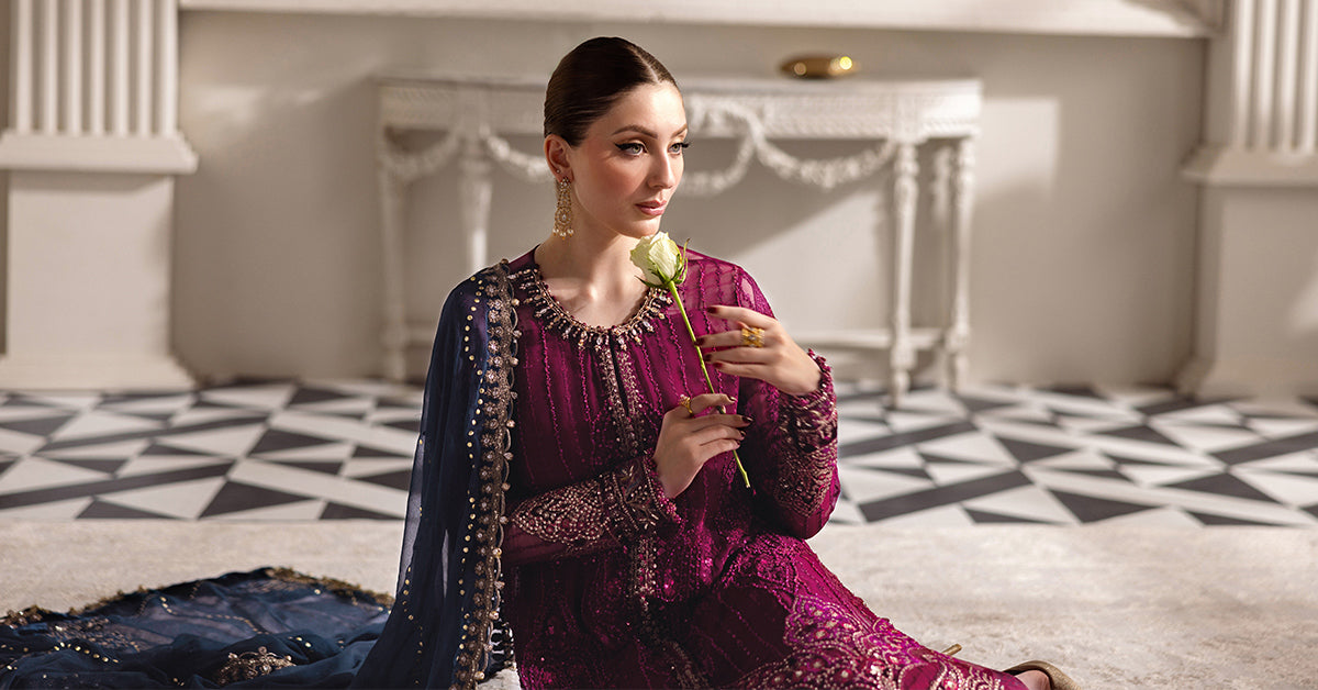 Maria.B. Unstitched Chiffon Embroidered Suit - 102 - Mirha Fashion