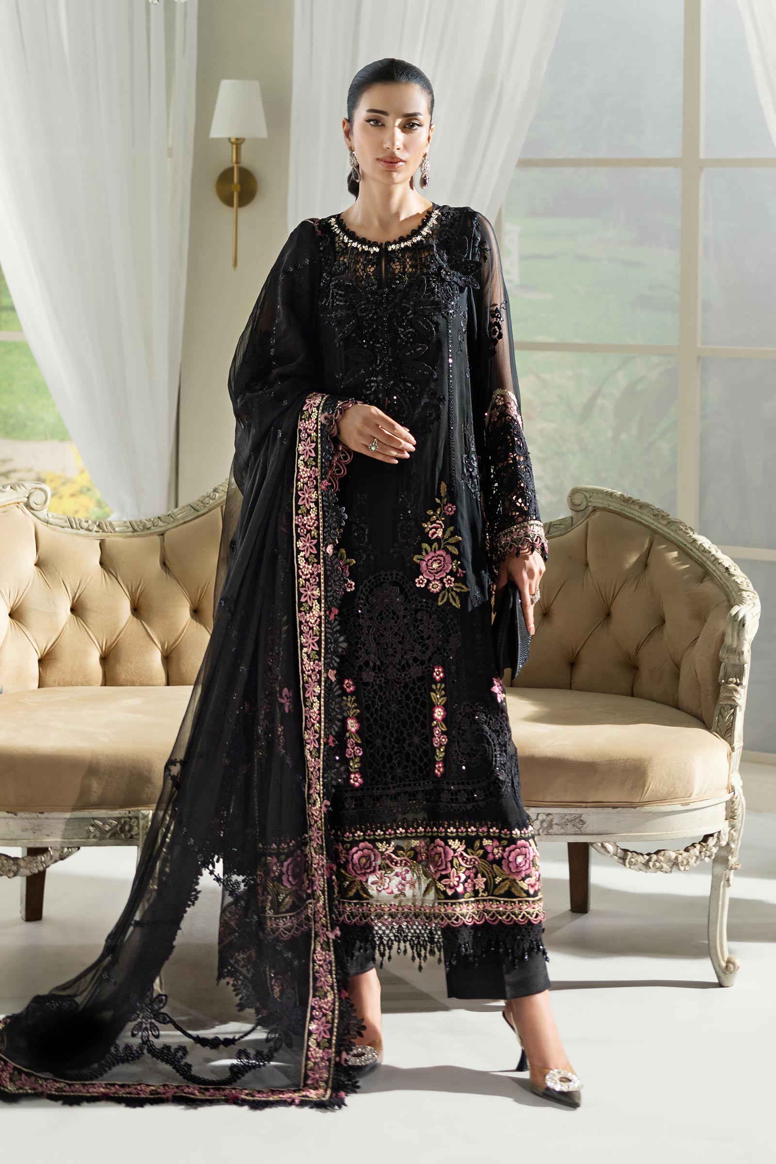 Maria.B. Unstitched Chiffon Embroidered Suit - 104